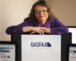 CTC Design and Media Production Technology student Tammy Stopher and her logo design for the upcoming GASFAA state conference.