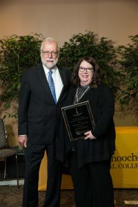 CTC President Dr. Ron Newcomb is pictured with the college's Rick Perkins Award winner Dr. Juanita Forrester.