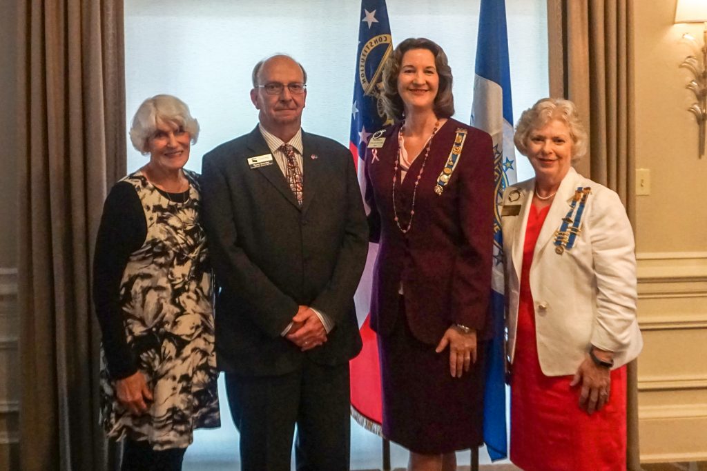 Shown here, l-r, are Jan Cunningham, the wife of Jim Cunningham for whom the Veteran Services Center at Chattahoochee Tech is named, Chattahoochee Tech Veteran Services Coordinator Barry Munday, DAR Chapter Regent Ann Ameye and DAR Chapter Vice Regent Linda Lopez.