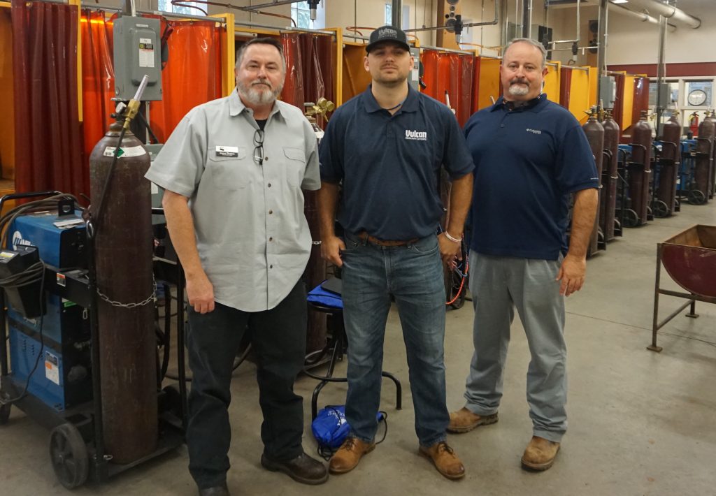 Shown, l-r, are Chattahoochee Tech Welding Instructor Jim Thomas, Vulcan Materials Company Recruiter Will Huff, and Vulcan Materials Company Villa Rica Plant Manager Chris Sheffield.