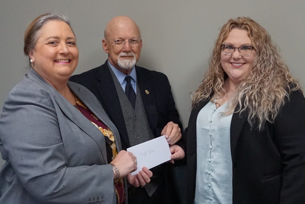 Mary Ansley Southerland and Mark Maloney, who serve as Co-Chairs for "Cobb Thanks You for Your Service" presented a $1,000 donation to the Chattahoochee Tech Foundation. Shown here, l-r, are Mary Ansley Southerland, Mark Maloney and Amanda Henderson.