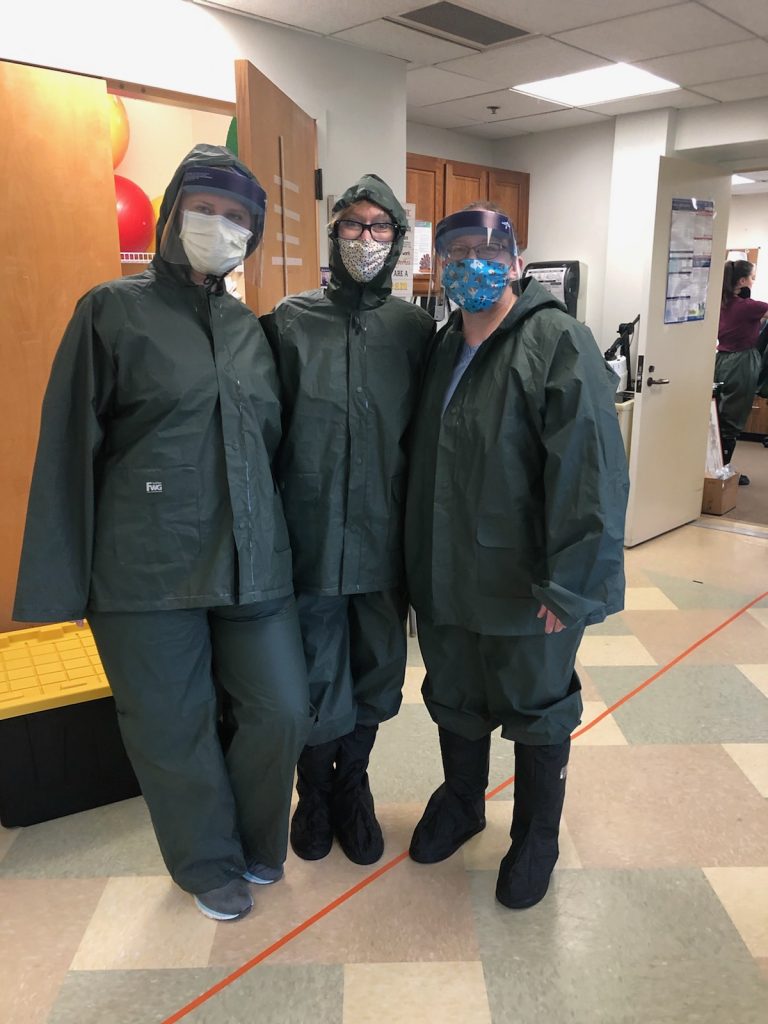 These Chattahoochee Tech graduates who are working as Physical Therapist Assistants during the global COVID-19 coronavirus pandemic must wear Personal Protective Equipement (PPE) on the job.