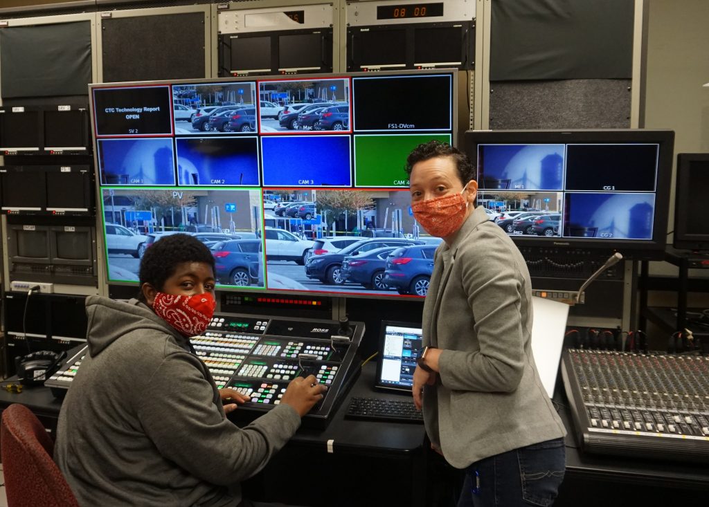 Shown here, l-r, are Chattahoochee Tech Film and Video Production student Kenneth “Trey” Randolph and Chattahoochee Tech Instructor Meredith Muse.