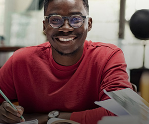 A smiling student