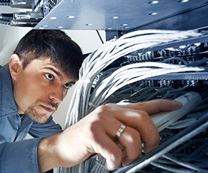 a man working within a computer