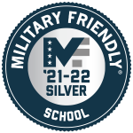 The 2021-2022 Military Friendly Silver-Level badge is shown here.