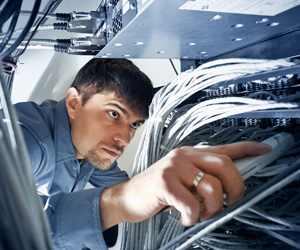 a man working within a computer