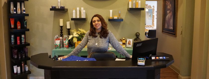 Woman at counter