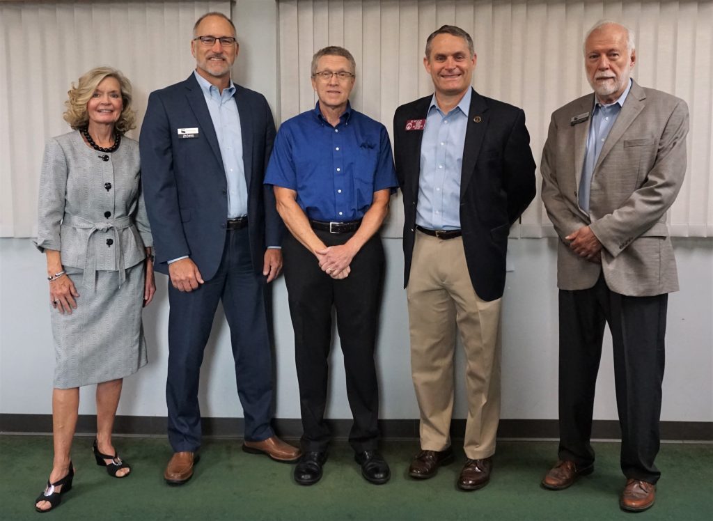Shown here, l-r, are Chattahoochee Tech Board of Directors Vice Chair Debbie Underkoffler, Board of Directors Chair Jim Larson, new Board member Gary Henderson, Rep. Ed Setzler, and Chattahoochee Tech President Dr. Ron Newcomb.