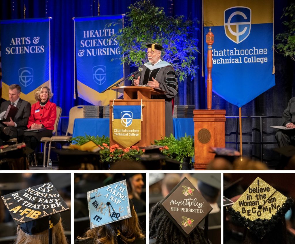 Dr. Ron Newcomb addresses graduates at the fall 2021 commencement ceremony.