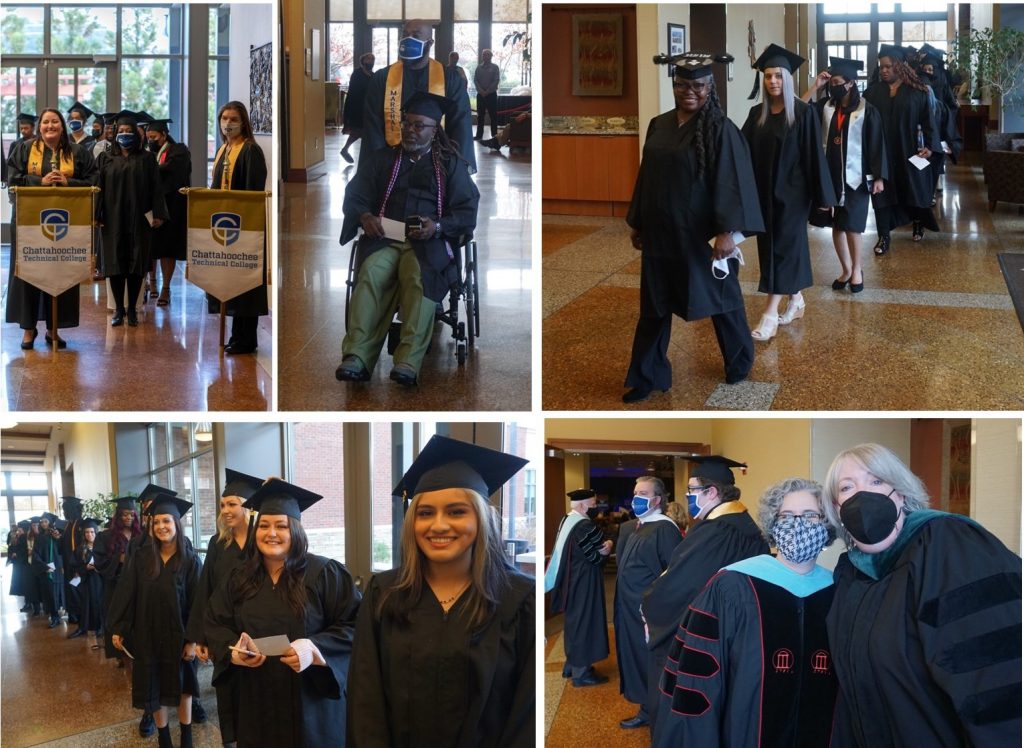 Graduates, faculty and staff gather for the processional before commencement.