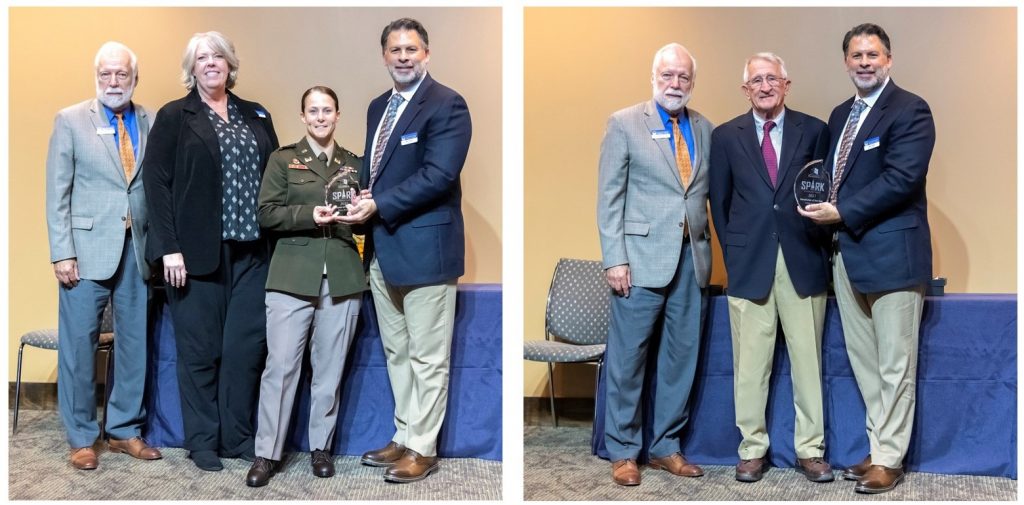 Alumni of the year Jenny Lyn Bridges and Benefactor of the year Craig Douglass are shown here.