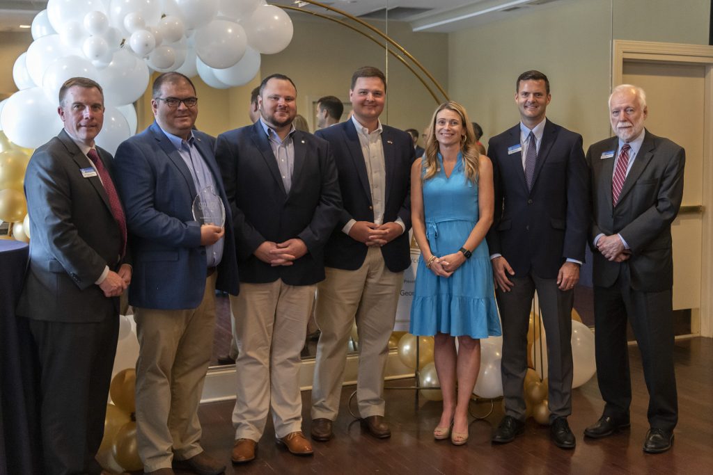 Shown here are Board of Trustees Chair Mark Goddard; Paulding County Rotary Club President Matt Britton, Paulding Rotary members Matt Mason, Jake Hammitt, and Chattahoochee Tech Vice President Missy Cusack; Board of Trustees member Jeff Butterworth; and Chattahoochee Tech President Dr. Ron Newcomb.