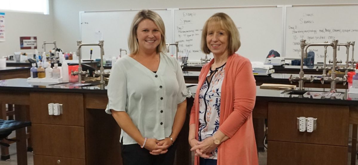 Chattahoochee Tech Medical Laboratory Technology Program instructors Robin Aiken and Jennifer Chin. are shown here in a lab at the Marietta Campus.