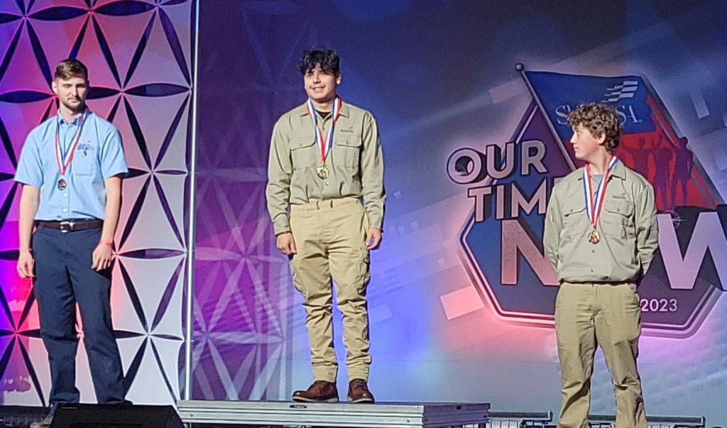 Stephen Garcia DE Student is shown here with a SkillsUSA Georgia gold medal