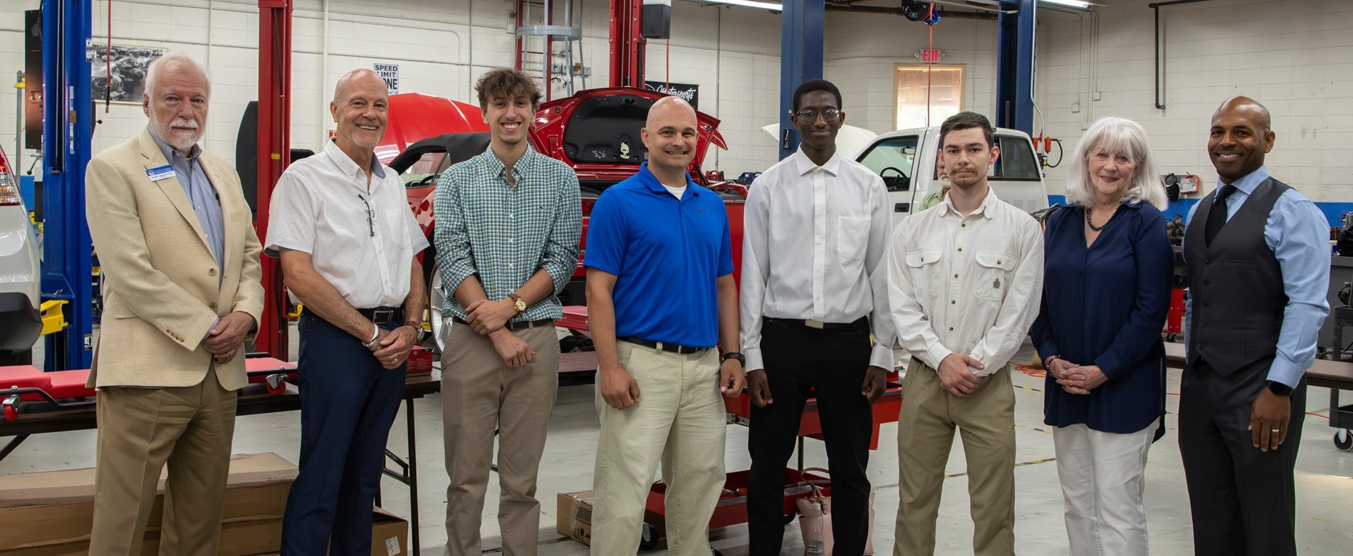 Mike Peterson Memorial Award recipients are shown here with Dr. Newcomb, Alan and Claire Peterson, and Darion Dunn