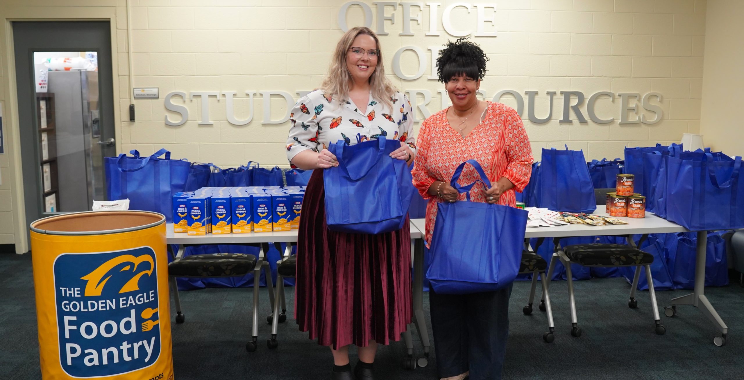 Catherine Smith and Shanequa Warrington are shown here at the Golden Eagle Food Pantry "Everything but the Turkey" donation day.