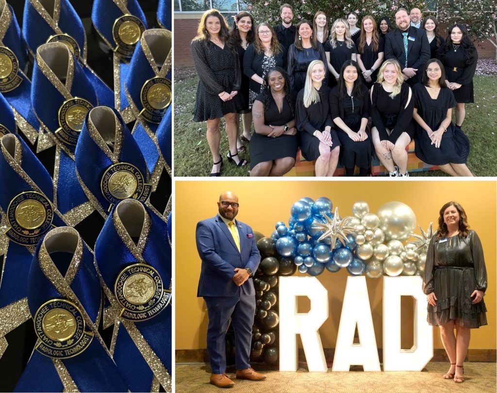 The Chatt Tech Radiography program graduates are shown here along with pins, instructors and the pinning ceremony featured speaker.