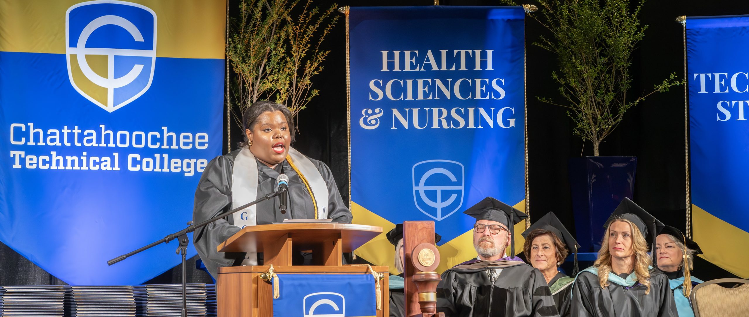 Chatt Tech student Breana Miller is shown here delivering the commencement address