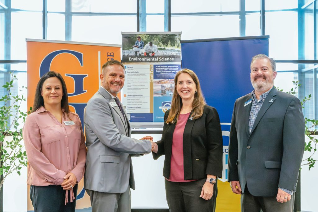 Shown, l-r, are Dr. Sarah Coakley, Dr. Mike Hobbs, Heather Pence, and Jason Tanner.