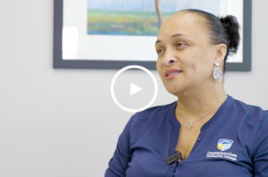 Lorraine Stokes being interviewed